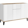 Buffet/bahut moderne 120 cm blanc laqué brillant/érable Shine