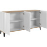 Buffet/bahut moderne 160 cm blanc laqué brillant/érable Shine