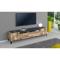 Meuble TV moderne 200 cm érable/ardoise Shine