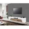 Meuble TV moderne 220 cm blanc laqué brillant/érable Alienor