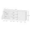 Buffet/bahut moderne 220 cm blanc laqué brillant/érable Alienor