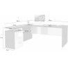 Bureau d'angle moderne blanc laqué brillant/ardoise Sévina