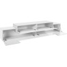 Meuble TV moderne 240 cm blanc laqué brillant Corso