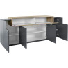 Buffet/bahut moderne 200 cm anthracite/chêne Corso