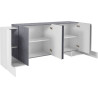 Buffet/bahut moderne 210 cm blanc laqué brillant/ardoise Gisela