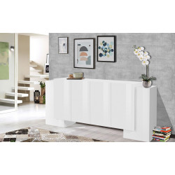 Buffet/bahut moderne 210 cm blanc laqué brillant Gisela