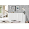 Buffet/bahut moderne 210 cm blanc laqué brillant Gisela