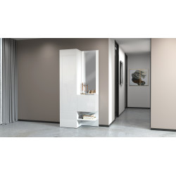 Armoire d'entrée moderne 90 cm laquée blanc brillant Nina