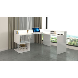 Bureau d'angle haut moderne blanc laqué brillant Celtic