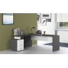 Bureau d'angle moderne blanc laqué brillant/ardoise Sévina