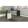 Bureau droit fixe 160 cm blanc brillant/ardoise brillant Sevina