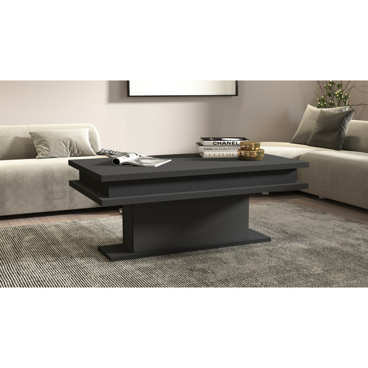 Table basse rectangulaire moderne anthracite mat Kanelle