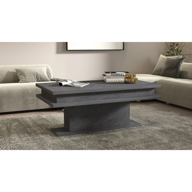 Table basse rectangulaire moderne gris ardoise Kanelle