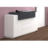 Buffet/bahut moderne 160 cm blanc laqué brillant/ardoise Corsiva