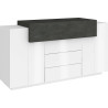 Buffet/bahut moderne 160 cm blanc laqué brillant/ardoise Corsiva