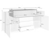 Buffet/bahut moderne 160 cm blanc laqué brillant/ardoise Corsiva