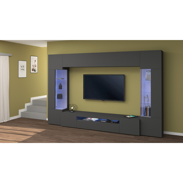 Ensemble meuble TV moderne anthracite mat Keops