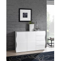 Buffet/bahut moderne 124 cm blanc laqué brillant Onida