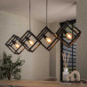 Suspension industrielle en métal anthracite 4 lampes Cubic