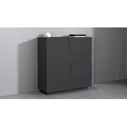 Buffet haut moderne 120 cm anthracite mat Pedro