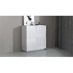 Buffet haut moderne 120 cm blanc brillant Pedro