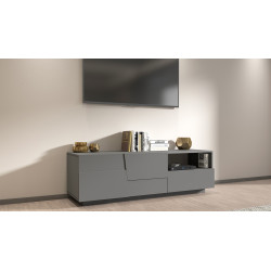 Meuble TV moderne 150 cm anthracite mat Pedro