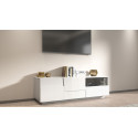 Meuble TV moderne 150 cm blanc brillant Pedro