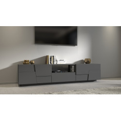 Meuble TV moderne 220 cm anthracite mat Pedro