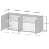 Buffet/bahut moderne 200 cm blanc brillant Pedro