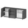 Buffet/bahut moderne 4 portes/3 tiroirs anthracite mat Pedro