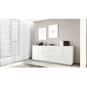 Buffet/bahut moderne 4 portes/3 tiroirs blanc brillant Pedro