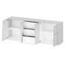 Buffet/bahut moderne 4 portes/3 tiroirs blanc brillant Pedro