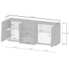 Buffet/bahut moderne 4 portes/3 tiroirs blanc brillant Pedro