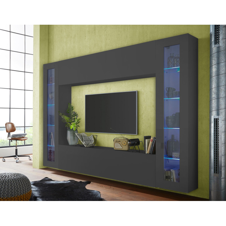 Ensemble TV mural moderne 4 éléments anthracite mat Maroussia