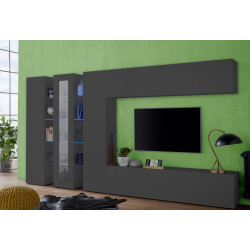 Ensemble TV mural moderne 340 cm anthracite mat Maroussia