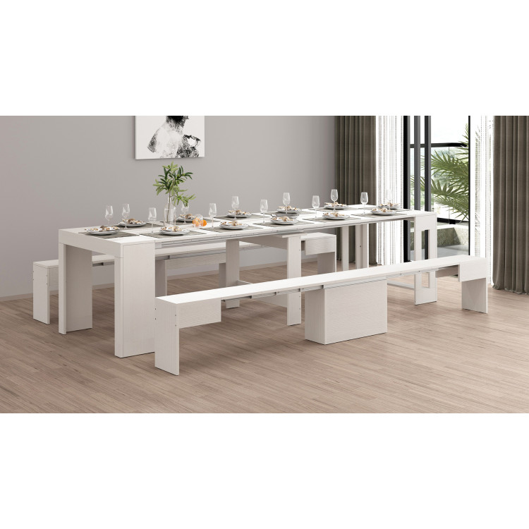 Banc extensible contemporain pin blanc Montoya