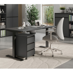 Bureau droit assis-debout électrique coloris graphite Betina