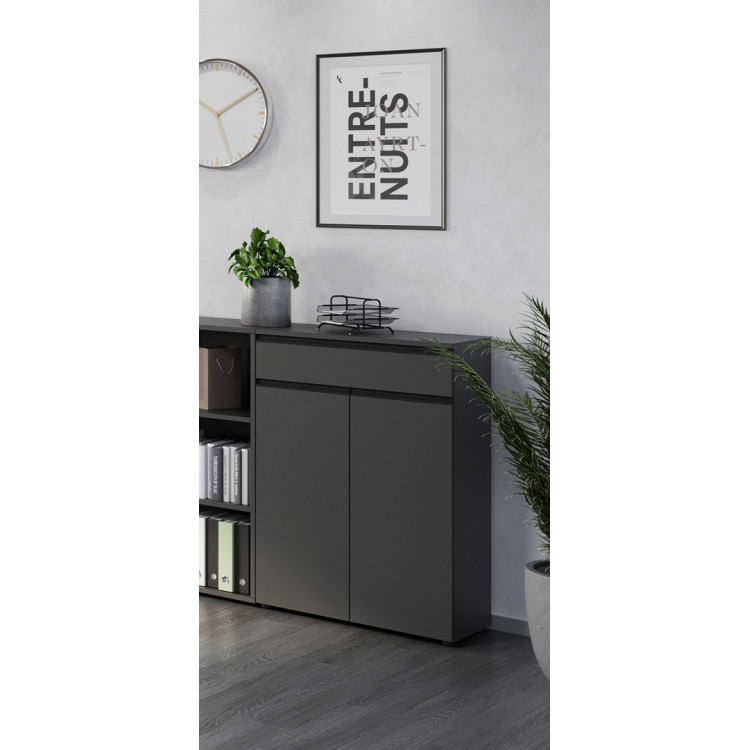 Armoire basse de bureau 81 cm coloris graphite Betina