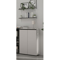 Armoire basse de bureau 2 portes gris cachemire Betina