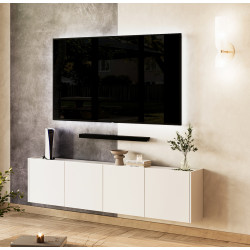 Meuble TV suspendu moderne 183 cm blanc Rosana