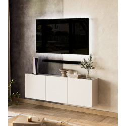 Meuble TV suspendu moderne 138 cm blanc Rosana