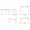 Bureau droit 180 cm réglable en hauteur contemporain Organza