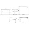 Bureau droit 180 cm réglable en hauteur contemporain Organza