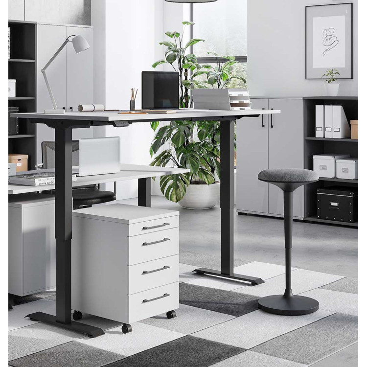 Bureau droit assis-debout électrique gris clair/noir Organza