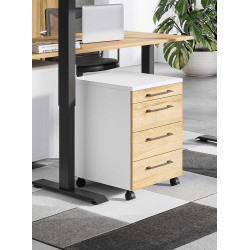 Caisson de bureau mobile chêne/blanc Organza