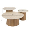 Tables basses rondes modernes MDF et céramique Romanesco (lot de 3)