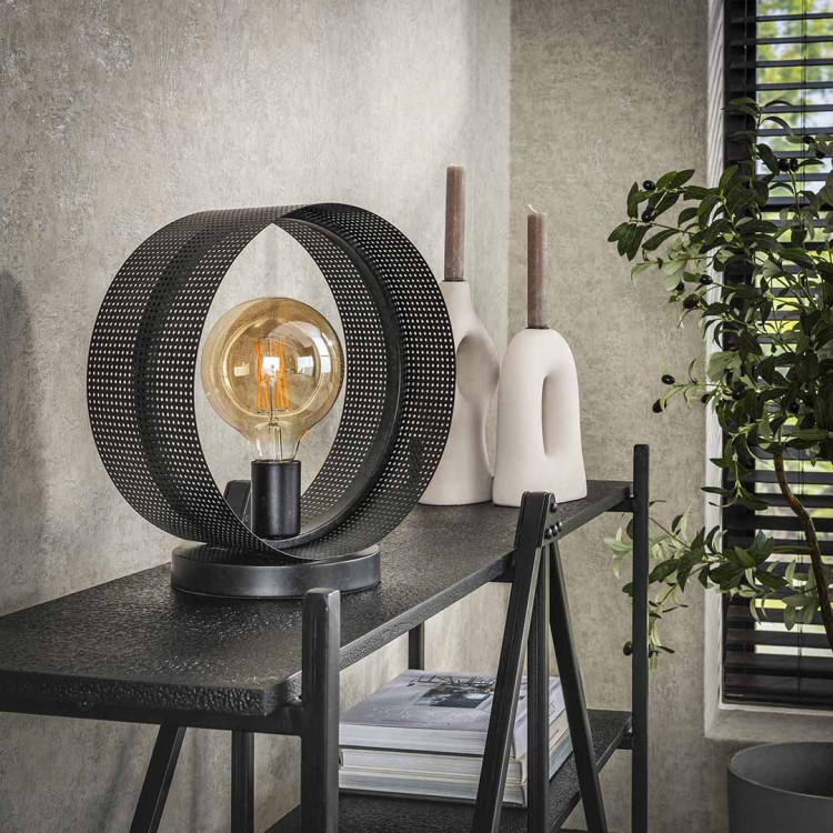 Lampe de table industrielle en métal anthracite Zoeline