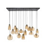 Suspension moderne 15 lampes en verre ambré Elodia