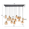 Suspension moderne 15 lampes en verre ambré Elodia