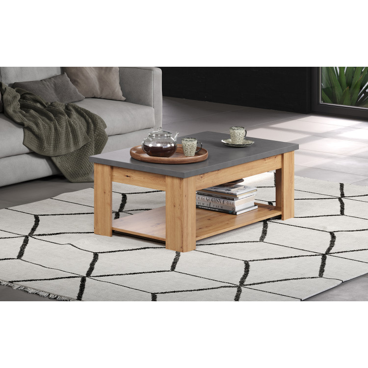 Table basse contemporaine rectangulaire chêne artisan Fabrizio